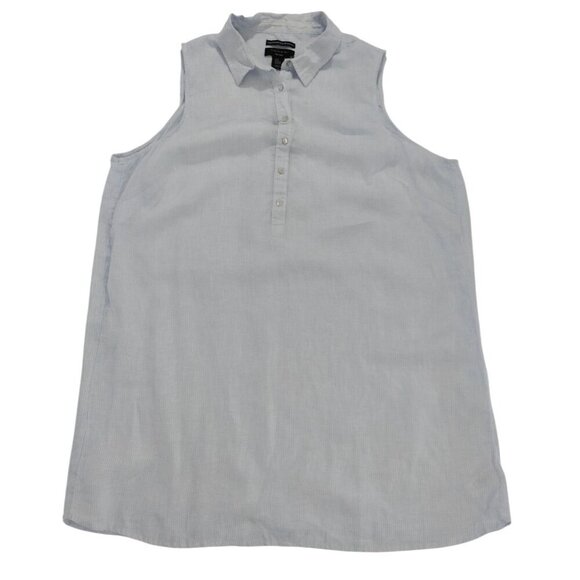 Tahari Women's Sky Blue Stripe, Linen Blouse, Size 3X, European grown linen. - Picture 1 of 7